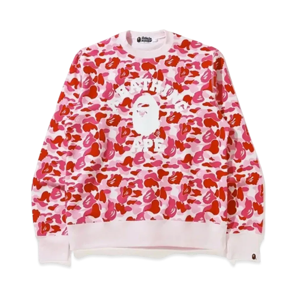 A BATHING APE ABC Camo College Wide Crewneck "Pink"