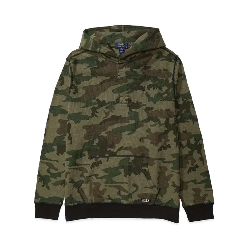 Polo Ralph Lauren Kids Waffle Cotton Henley Hoodie "Camo"
