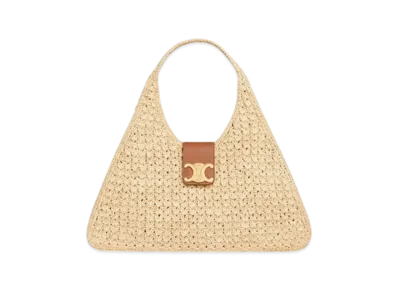 CELINE Cabas Triangle in Raffia and Calfskin "Natural/Tan"