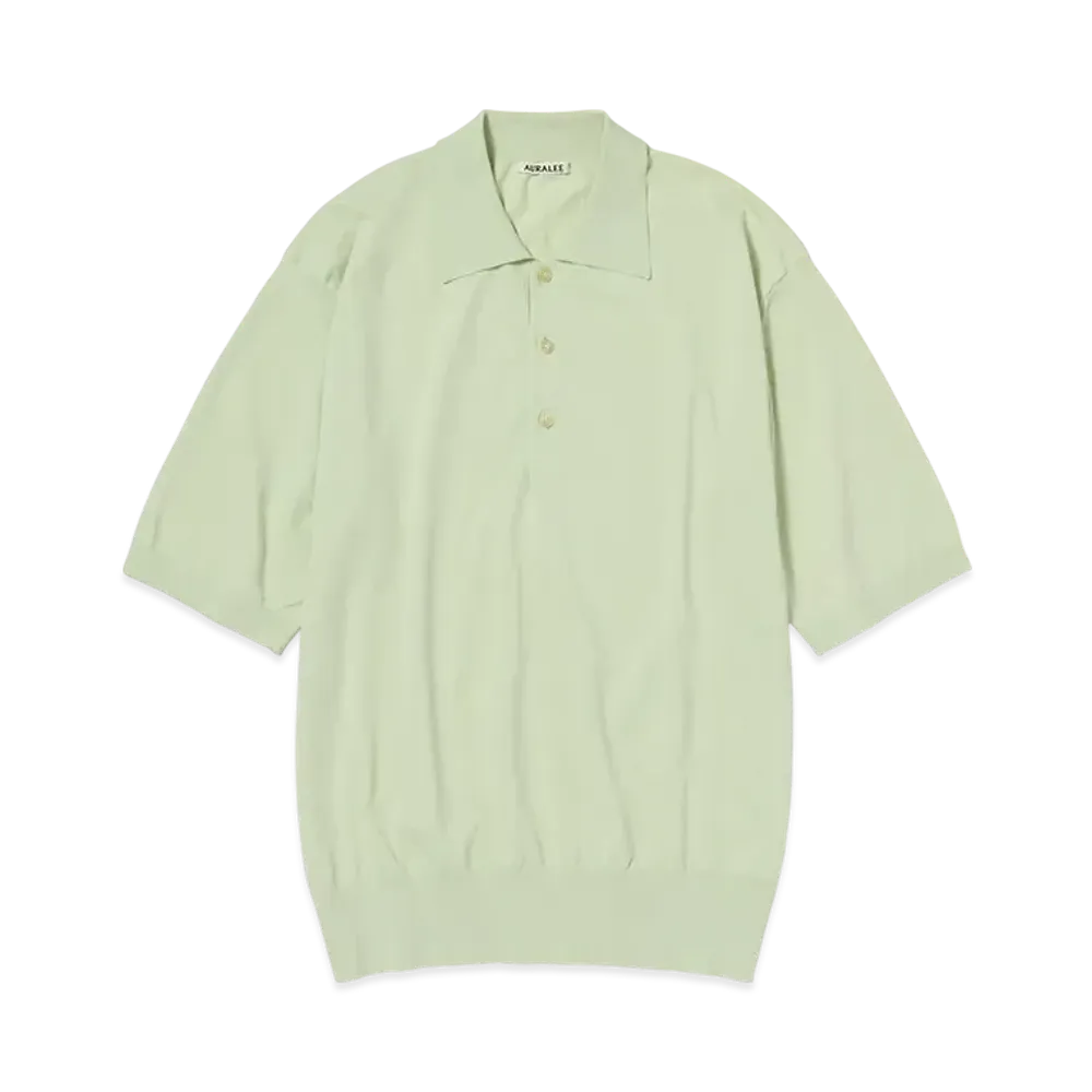 AURALEE Super High Gauge Cotton Knit Polo "Light Pistachio"