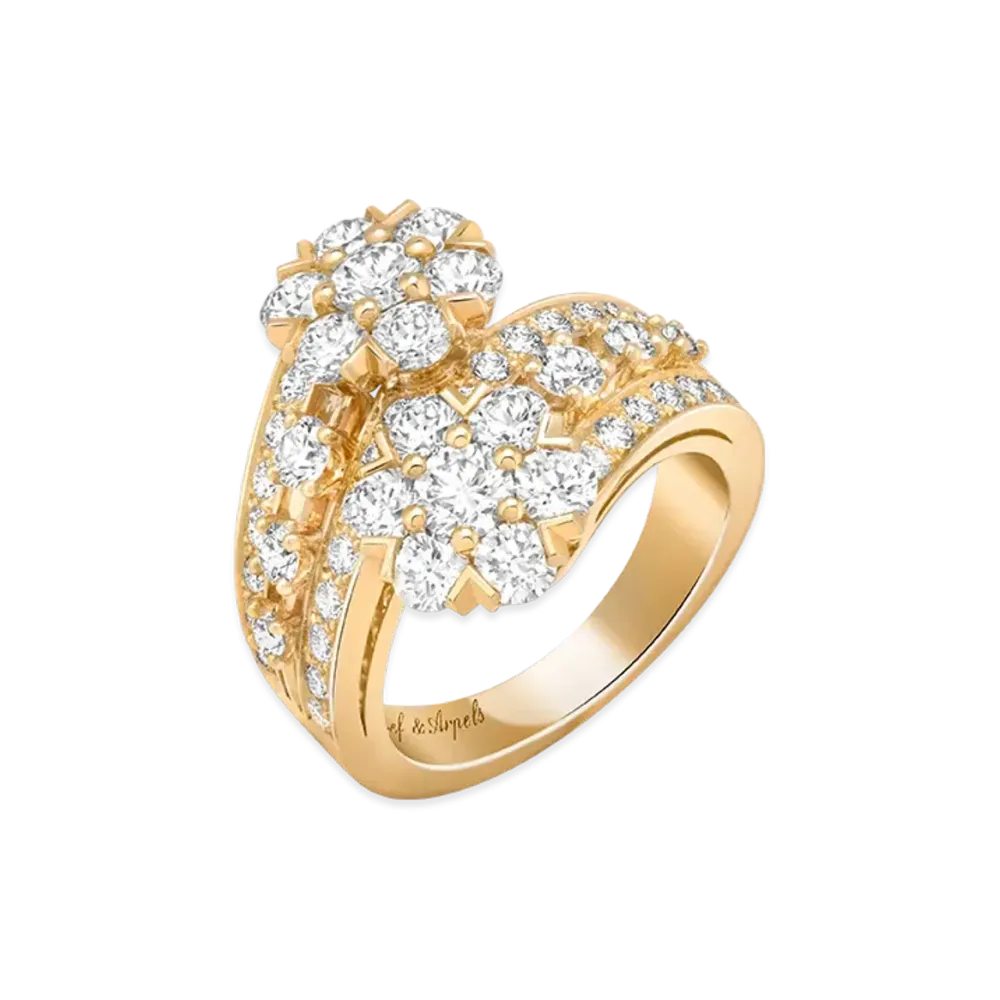 Van Cleef & Arpels Snowflake double fleur ring "18K Yellow gold/Diamond"