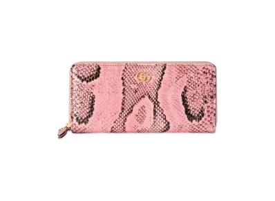 GUCCI GG Marmont Python Zip Around Wallet "Pastel Pink"