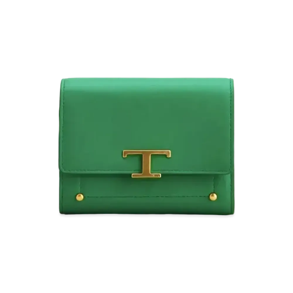 TOD'S T Timeles Leather Wallet "Green"