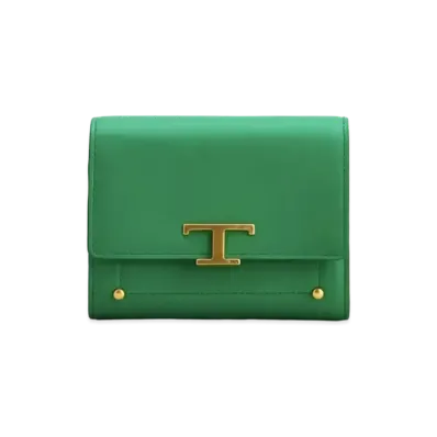 TOD'S T Timeles Leather Wallet "Green"