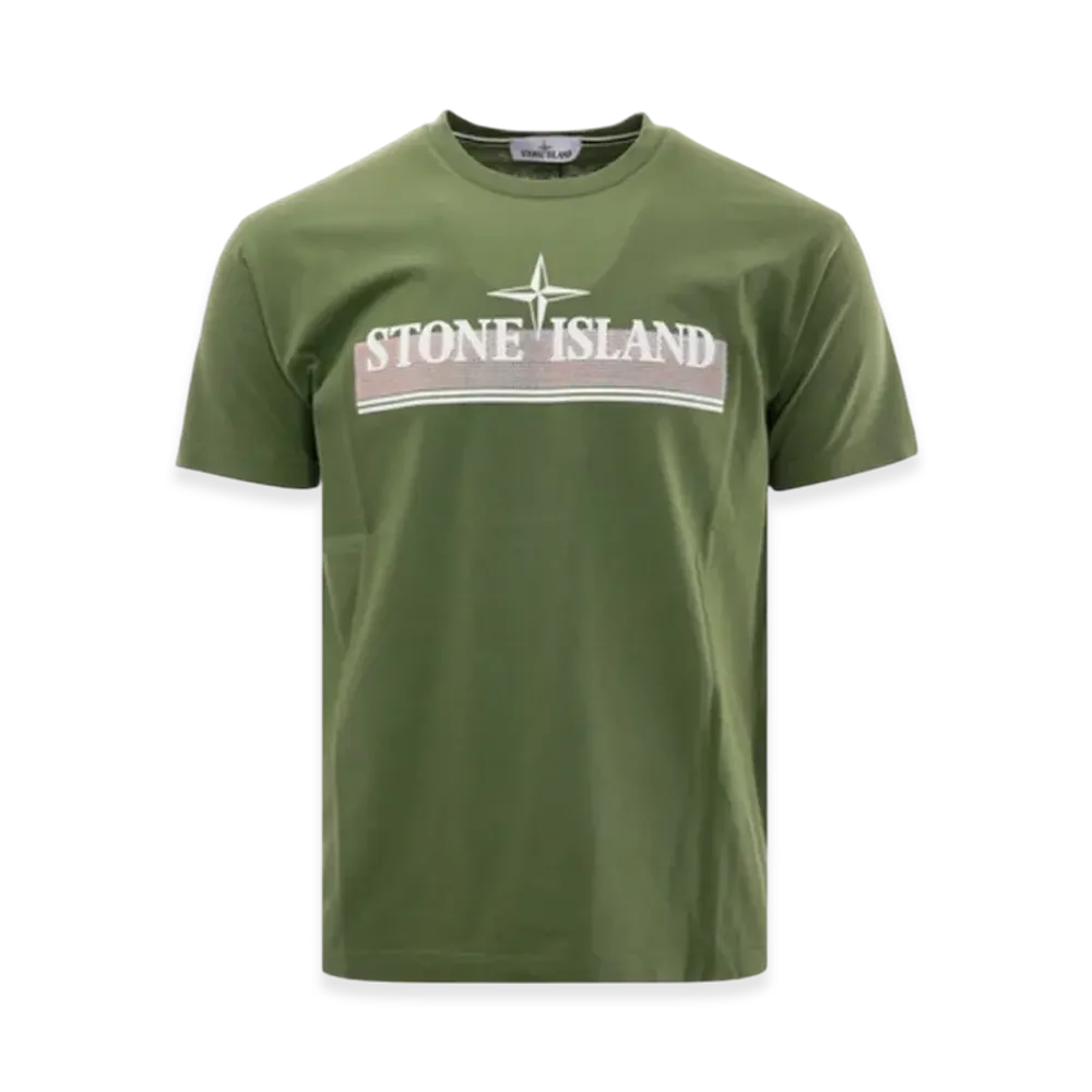 Stone Island 2NS92 30/1 Cotton Jersey Tricromia One Print Garment Dyed T-Shirt - 22SS "Olive Green"