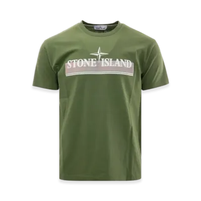 Stone Island 2NS92 30/1 Cotton Jersey Tricromia One Print Garment Dyed T-Shirt - 22SS "Olive Green"