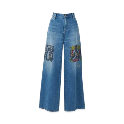 HYSTERIC GLAMOUR Woman Banana Wide Denim Pants "Light Indigo Blue"