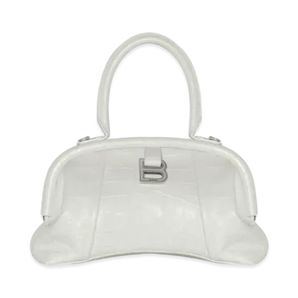 BALENCIAGA Editor Small Bag In Extra Supple Crocodile Embossed Calfskin "White"