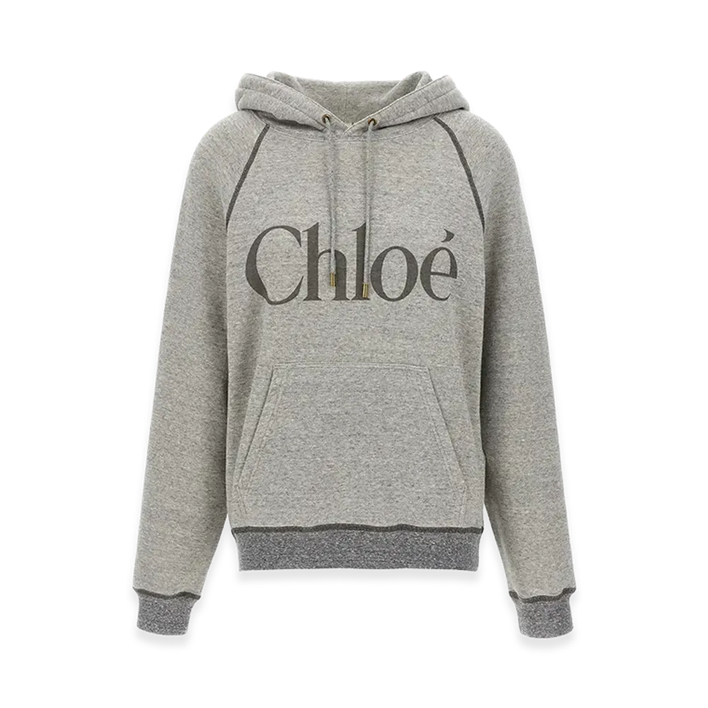 Chloe Women's Oversized Logo Hoodie In A Cotton Fleece Mix "Gray"