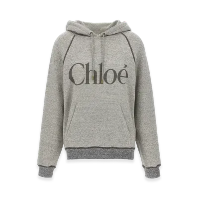 Chloe Women's Oversized Logo Hoodie In A Cotton Fleece Mix "Gray"