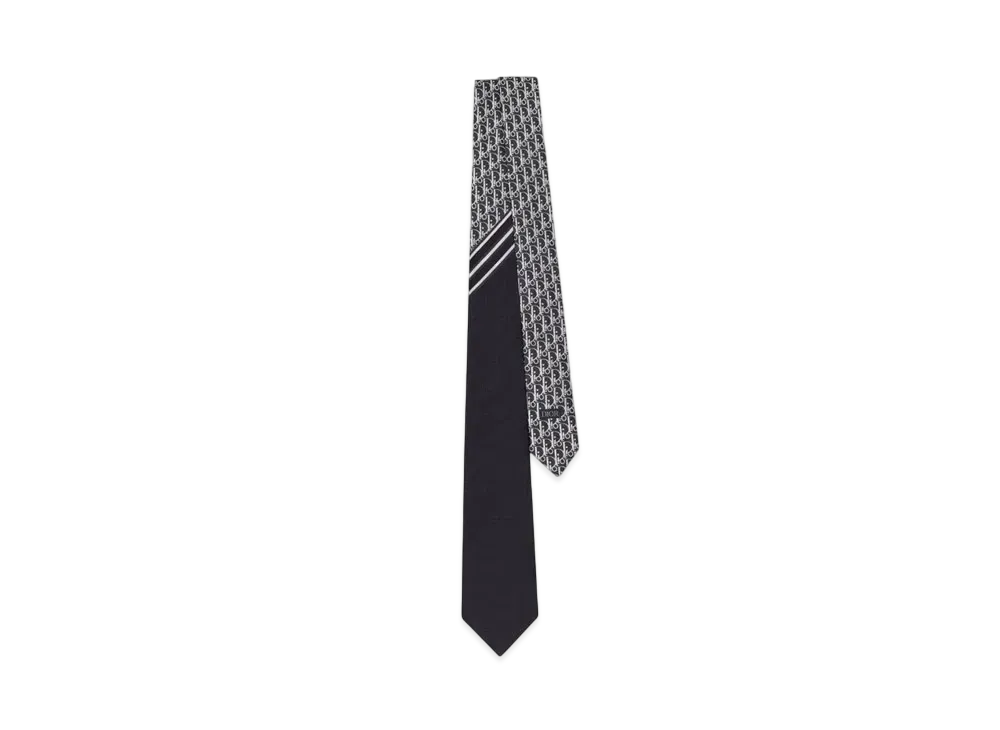 Dior Striped Dior Oblique Tie Silk "Black/White/Gray"
