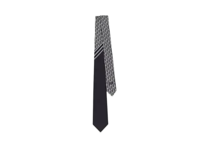 Dior Striped Dior Oblique Tie Silk "Black/White/Gray"