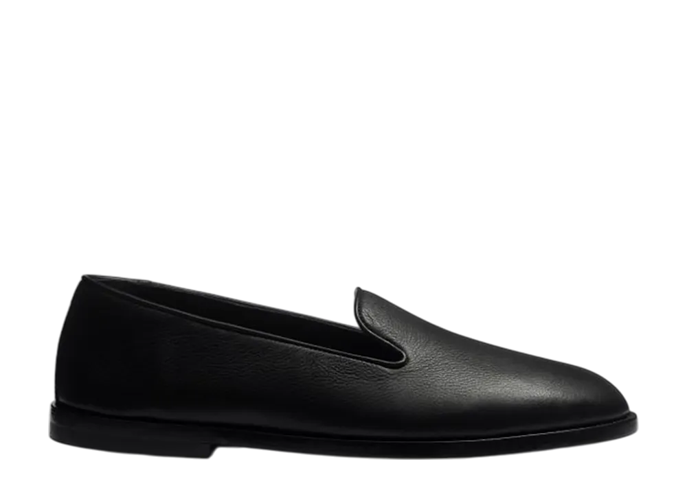 J.M.Weston Slipper Wakey "Black Supple Leather"