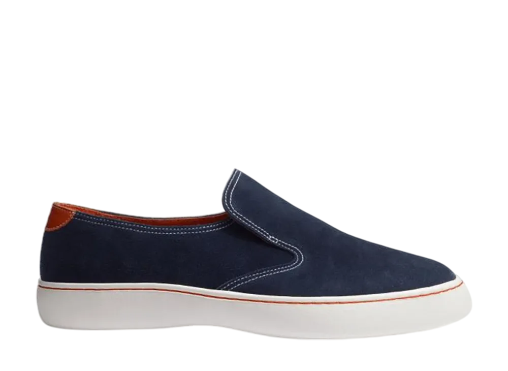 J.M.Weston 1938 Tennis Slip On "Navy Suede Calfskin/Clay Orange Sport Calfskin"
