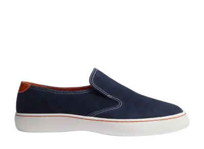 J.M.Weston 1938 Tennis Slip On "Navy Suede Calfskin/Clay Orange Sport Calfskin"