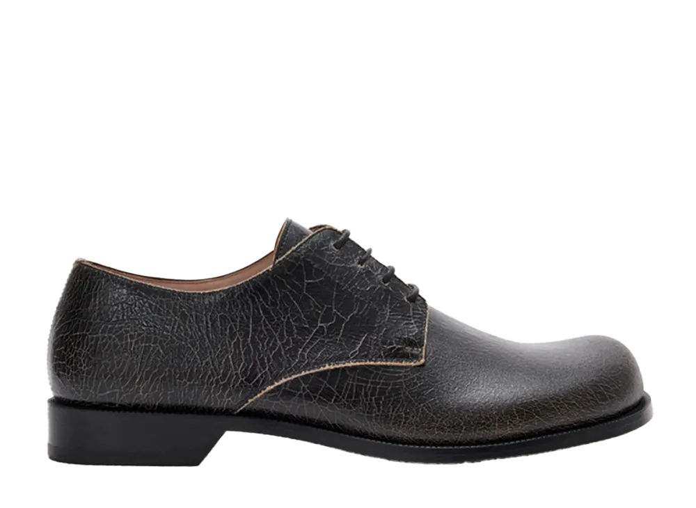 LOEWE Campo Derby in Cracked Calfskin "Black/Cream"