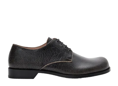 LOEWE Campo Derby in Cracked Calfskin "Black/Cream"