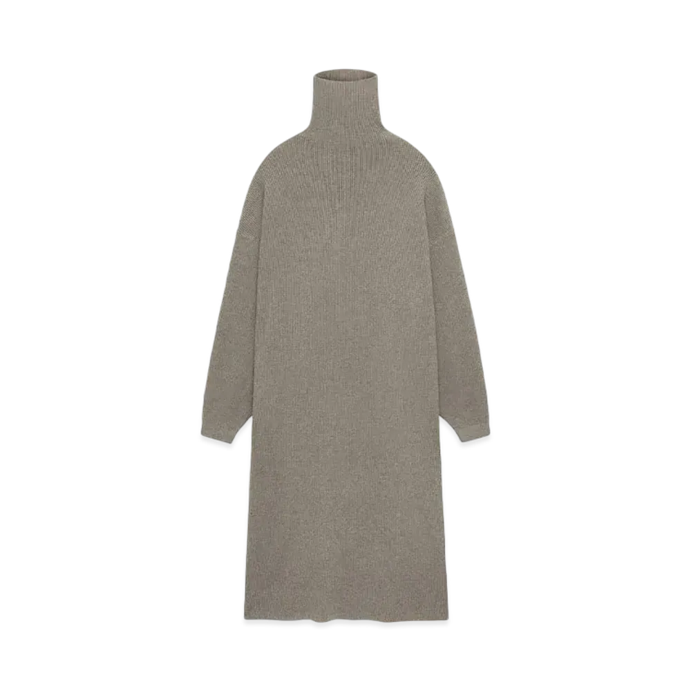 FEAR OF GOD Essentials Women's Waffle Knit Turtleneck Dress "Heather Gray"