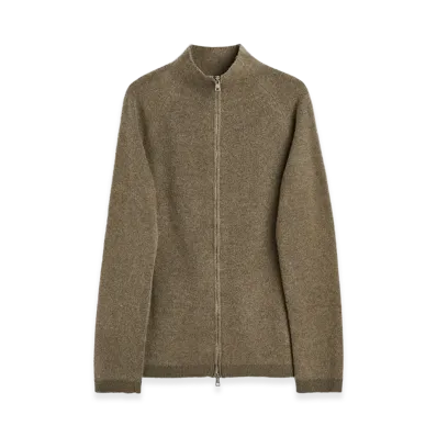 OUR LEGACY Women's Dash Zip Cardigan "Mud Spray Dye Cherub Wool"