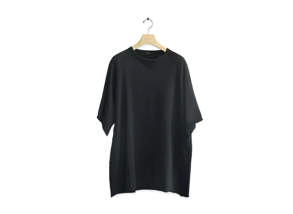 COMOLI LW Cotton French Terry Short Sleeve Crew "Black"