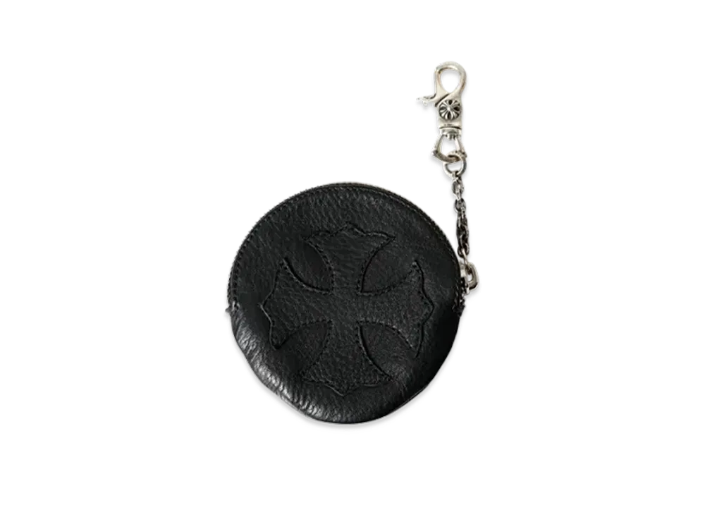 Chrome Hearts CH Plus Coin Purse Clip Chain Leather Wallet "Black"