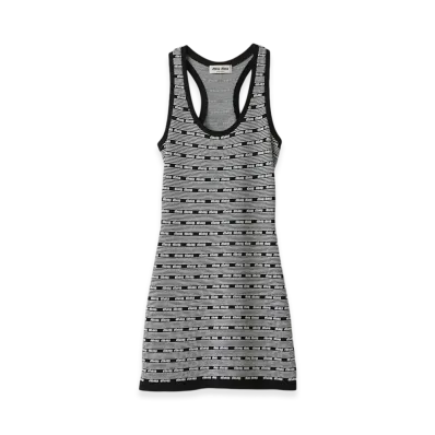MIU MIU Women's Viscose Mini Dress "Black/White"