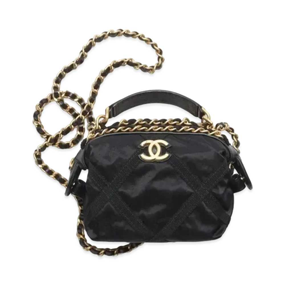 CHANEL Chain Clutch Nylon & Grogrun "Black"