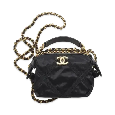 CHANEL Chain Clutch Nylon & Grogrun "Black"