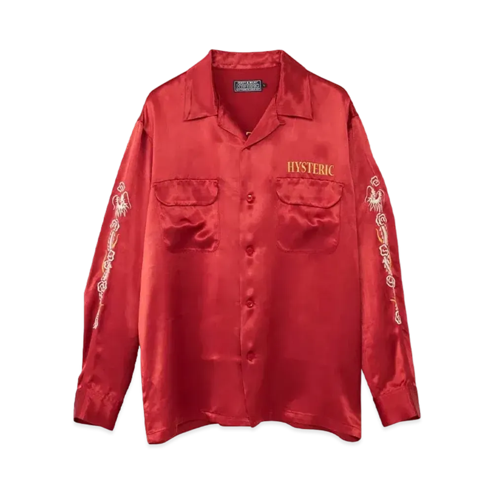 HYSTERIC GLAMOUR Black Panther Embroidery Souvenir Shirt "Red"