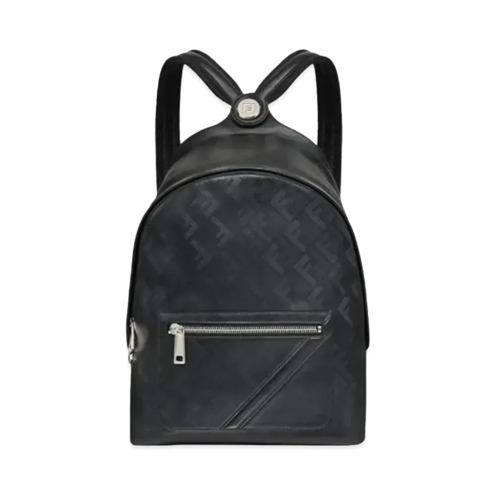 FENDI Fendi Chiodo Shadow Diagonal Leather Backpack "Black"