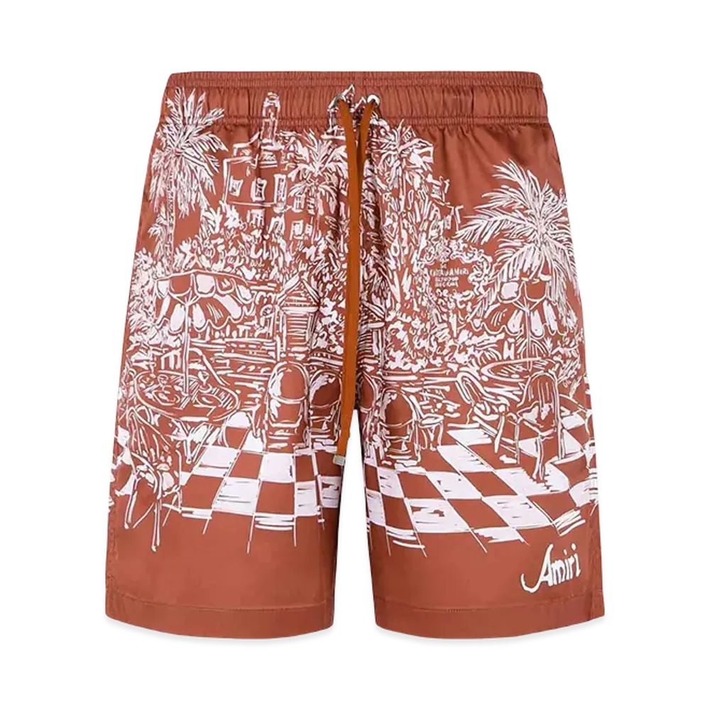 AMIRI Terracotta Polyester Swimsuit "Red"