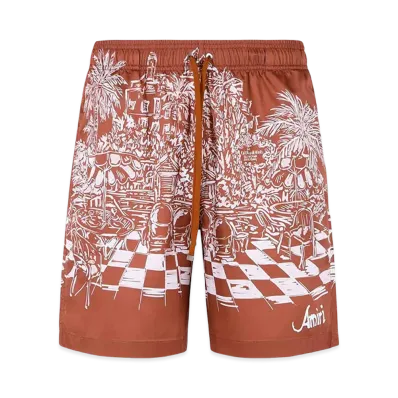 AMIRI Terracotta Polyester Swimsuit "Red"