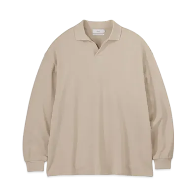 Graphpaper Cotton Pique Jersey L/S Skipper Polo "Beige"