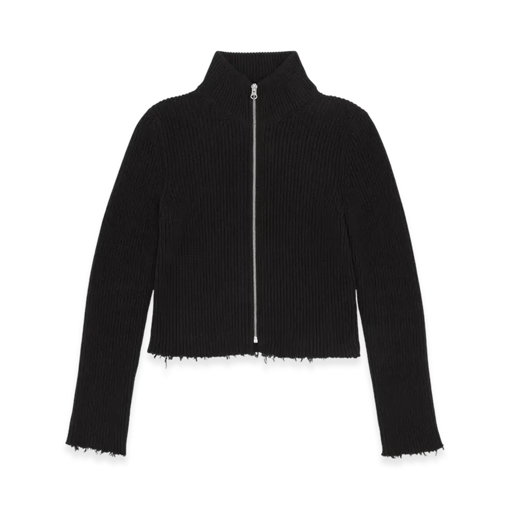 MM6 Maison Margiela Women's Ribbed Cotton Sports Jacket "Black"