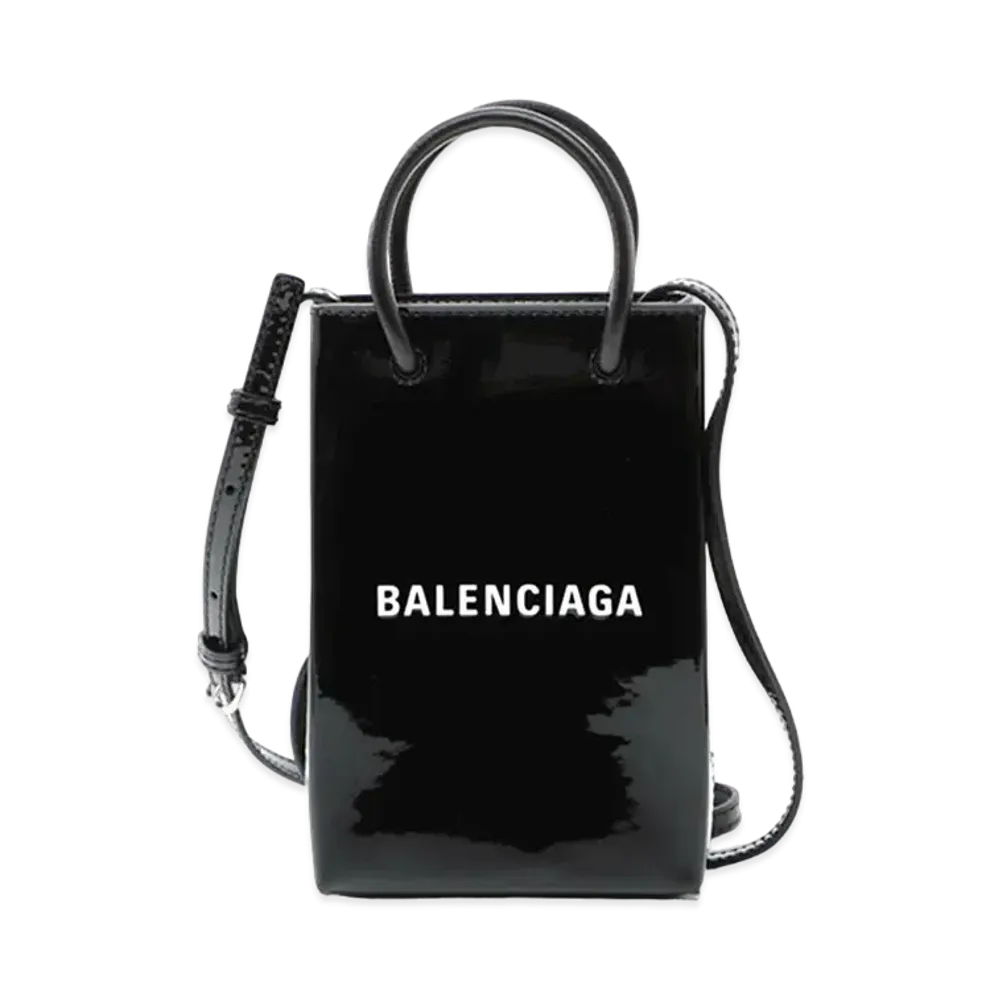 BALENCIAGA Mini Shopping Bag Patent Leather "Black"