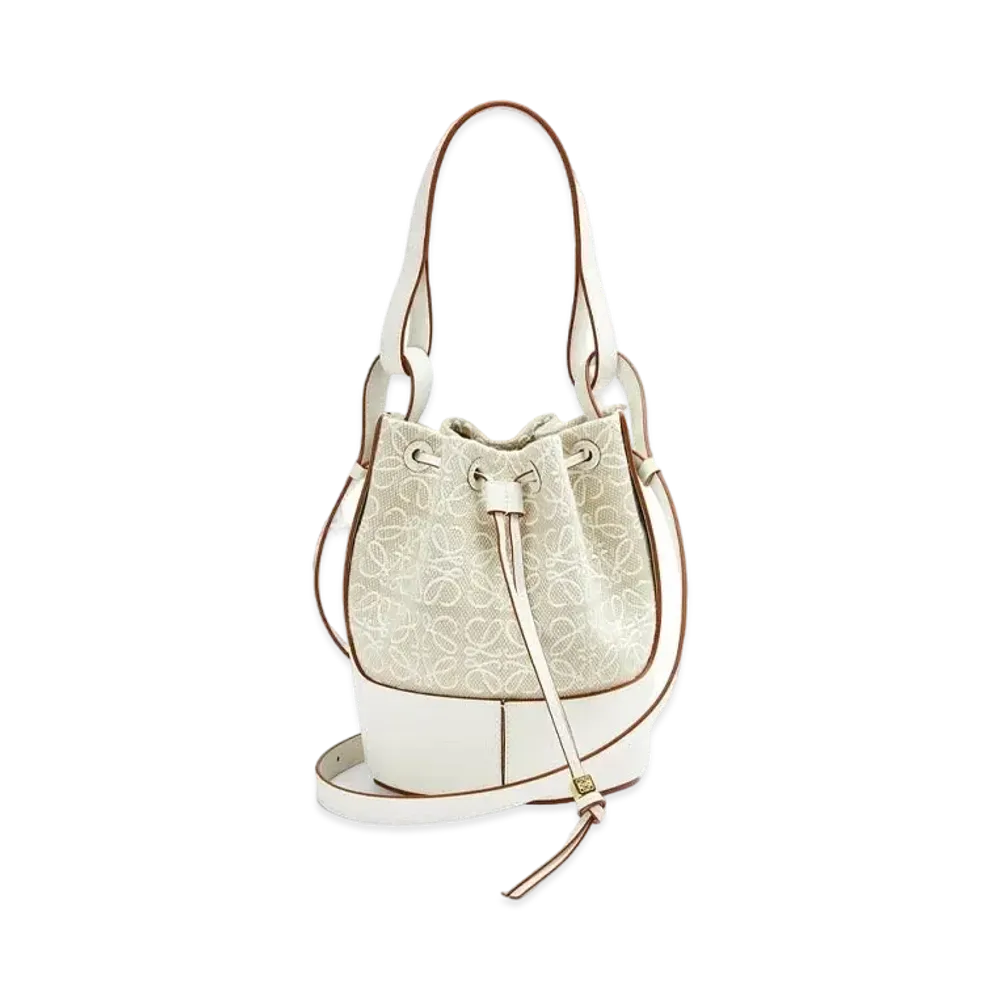LOEWE Small Balloon Bag In Anagram Jacquard And Calfskin "Ecru/Soft White"
