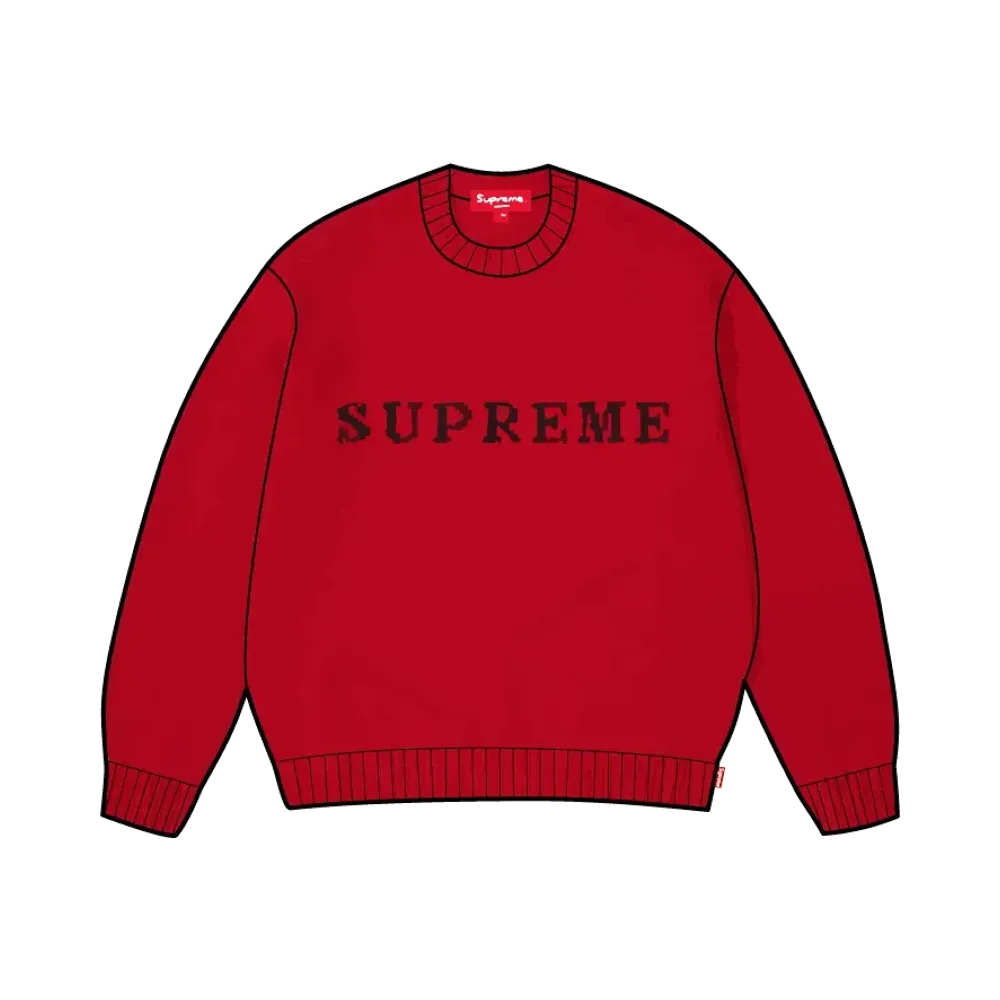Supreme Contrast Logo Sweater "Red"