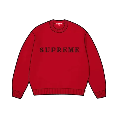 Supreme Contrast Logo Sweater "Red"