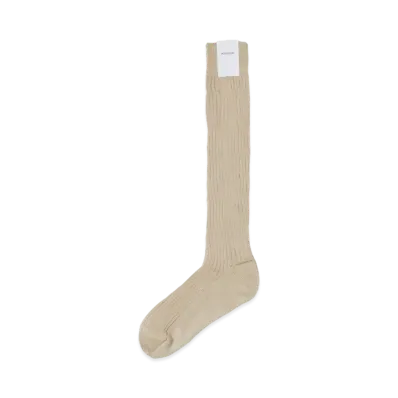 AURALEE Giza Cotton Rib High Socks "Light Beige"