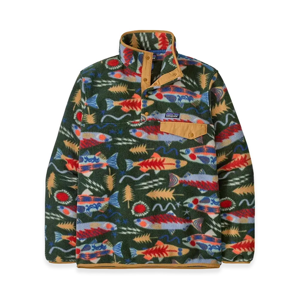 Patagonia Men's Lightweight Synchilla Snap-T Pullover "Salmon Energy/Old Growth Green"