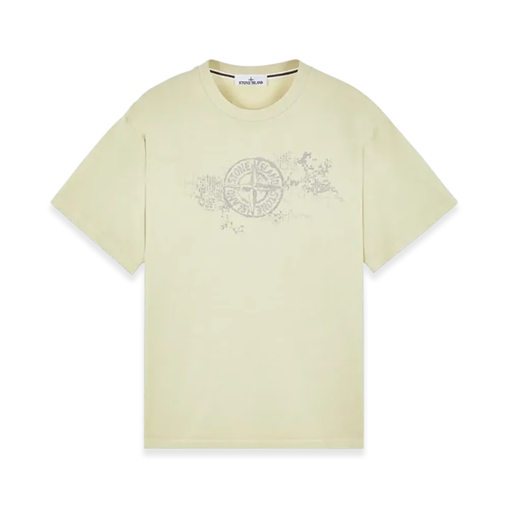 Stone Island 2RCE8 Printed Cotton Jersey with Camo Three Embroidery Short Sleeve T-Shirt - 24SS "Pistachio Green"