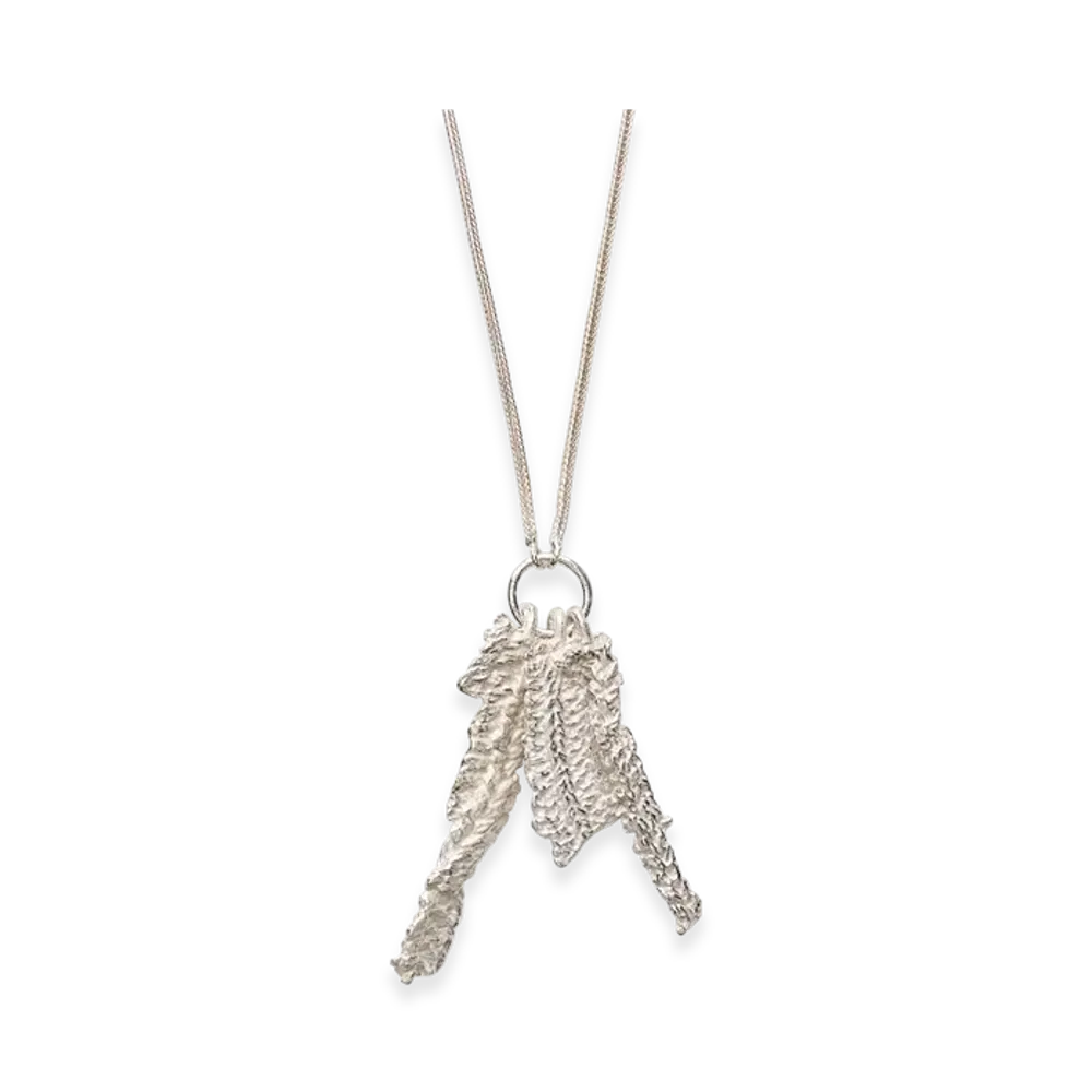 OUR LEGACY Casted Knit Necklace "Frosted White Sterling Silver"