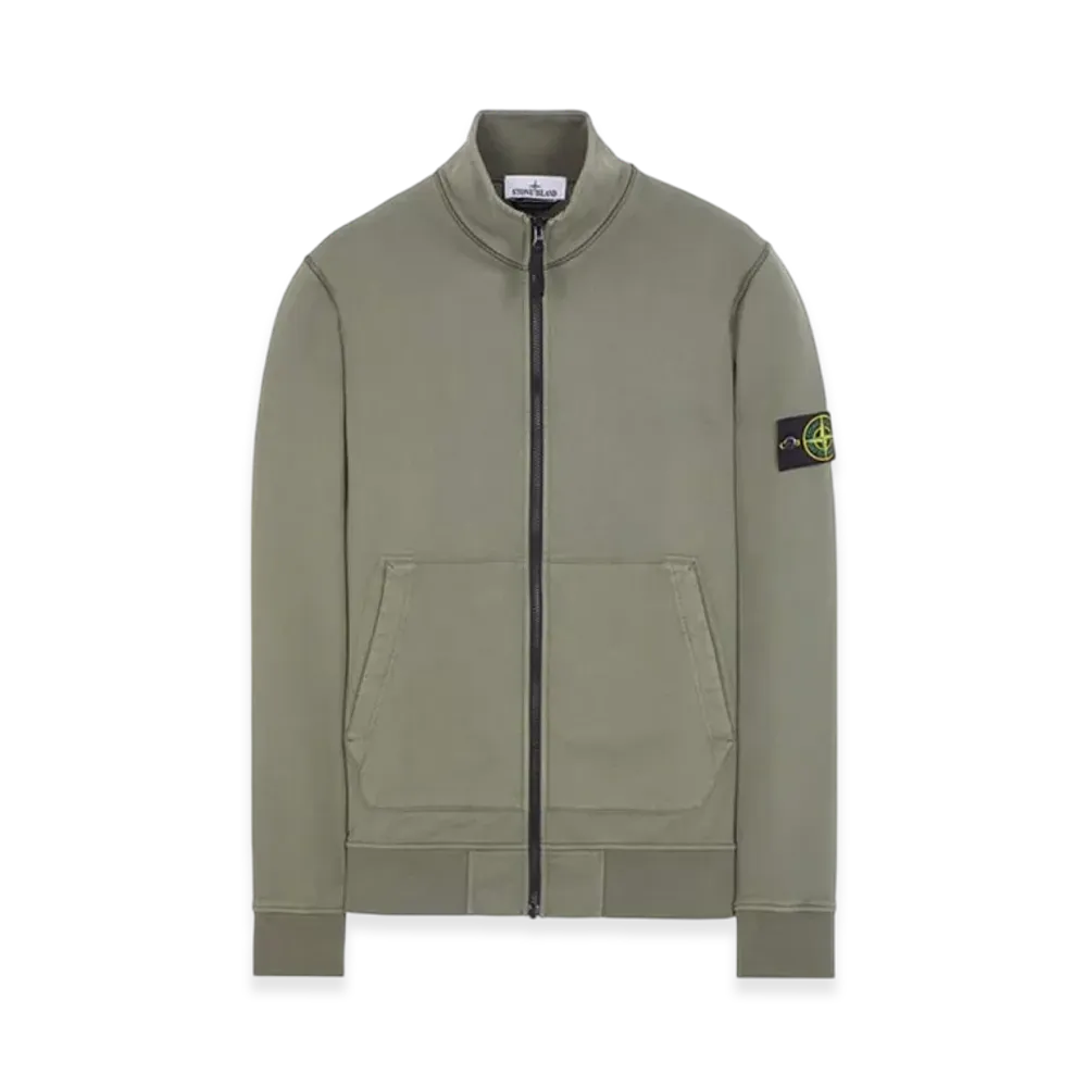 Stone Island 64351 Cotton Fleece Garment Dyed Track Top - 24SS "Musk Green"