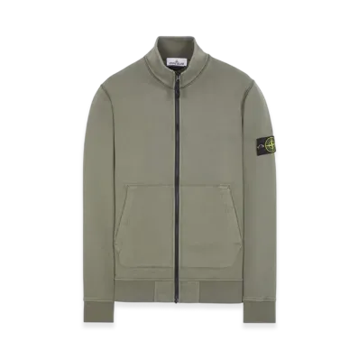 Stone Island 64351 Cotton Fleece Garment Dyed Track Top - 24SS "Musk Green"