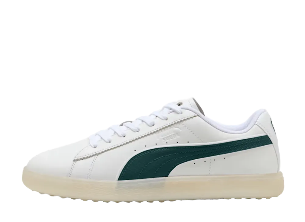 Puma Golf Suede Spikeless "Puma White/Green Terrain/Warm White"