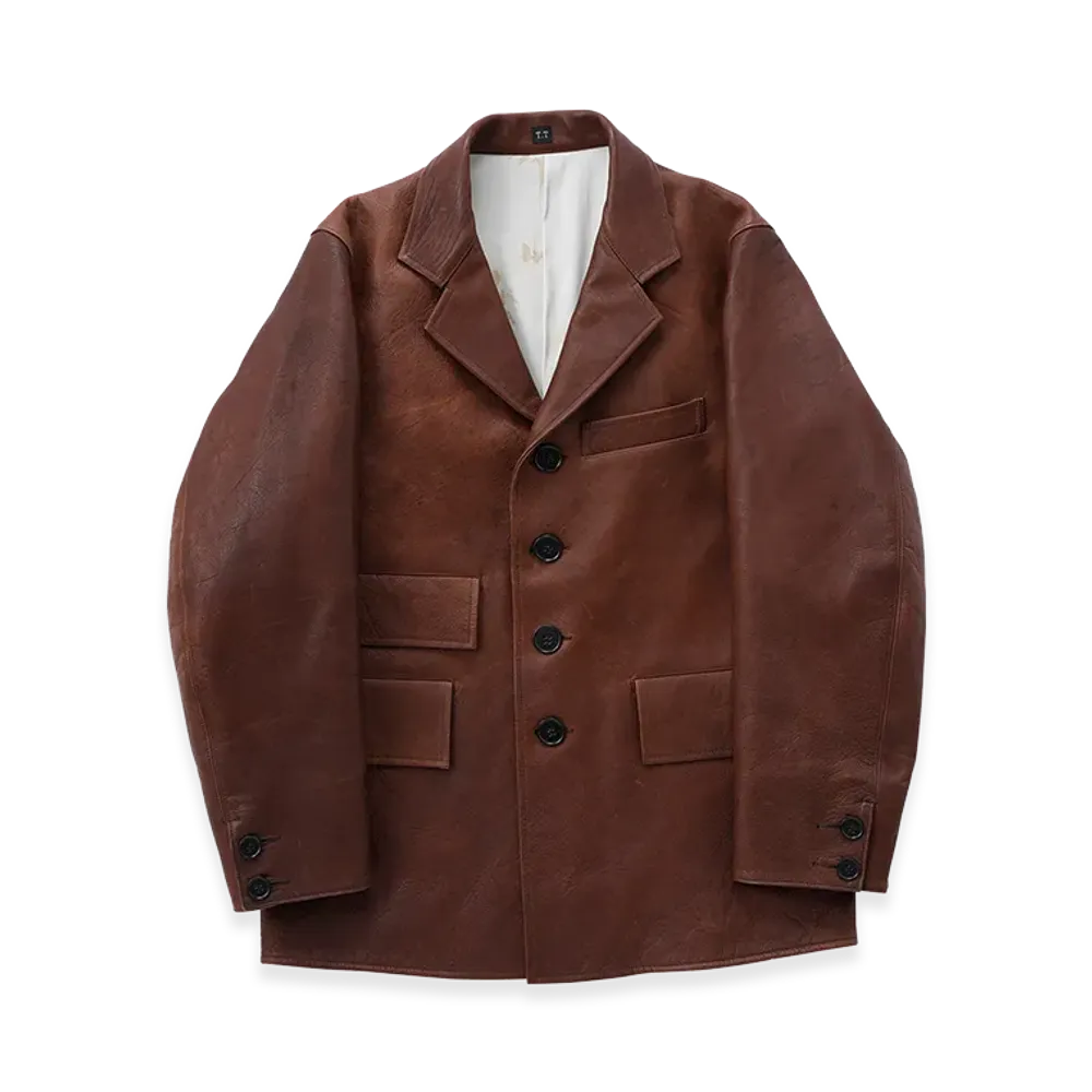 T.T Taiga Takahashi LOT.803 Sack Leather Coat "Mud Dyed Brown"