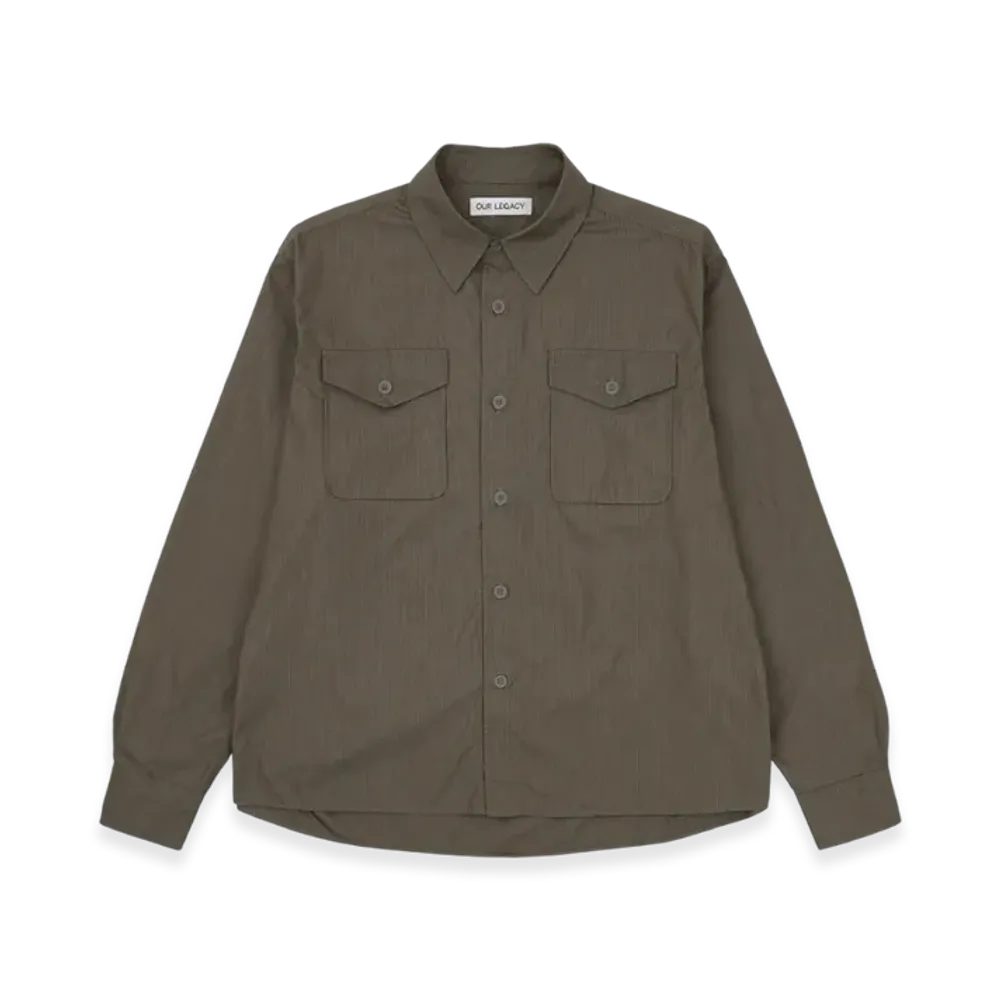 OUR LEGACY Military Base Shirt Cotton Ripstop "Army Green"