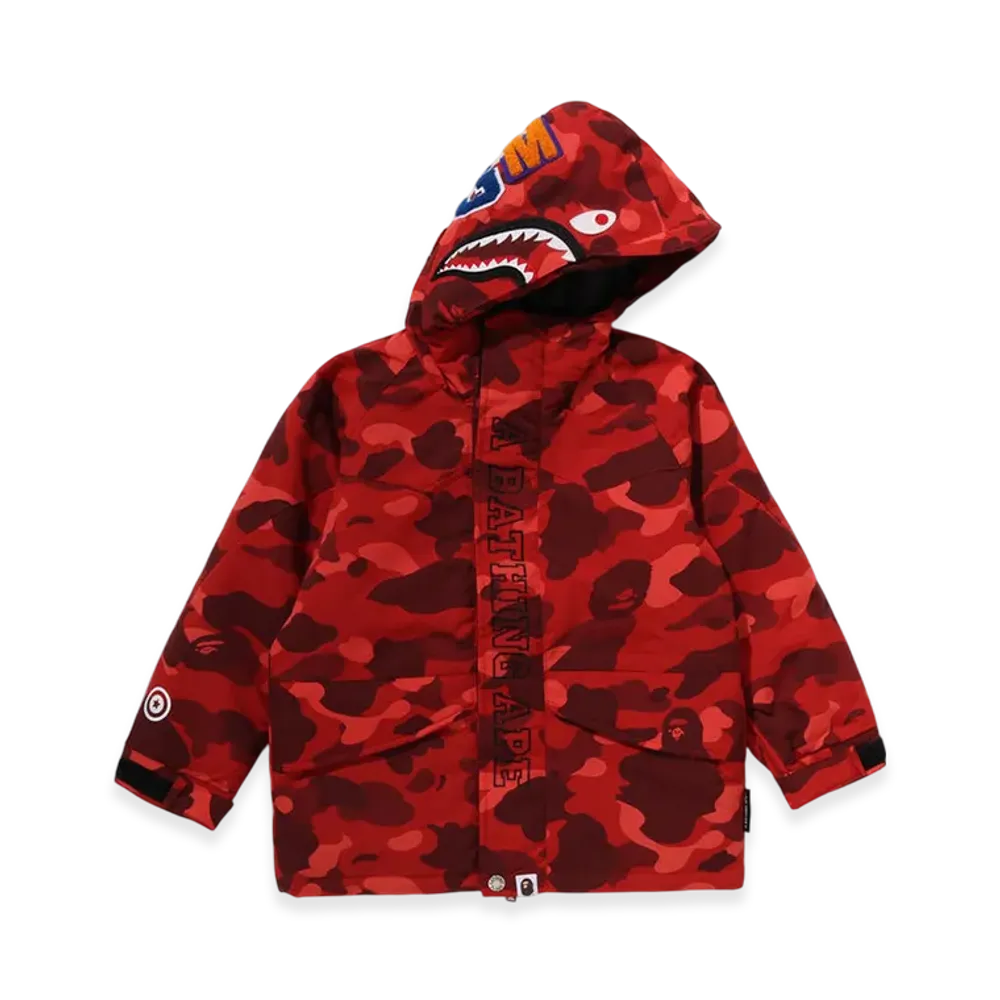 A BATHING APE Color Camo Shark Snowboard Jacket (Kids) "Red"