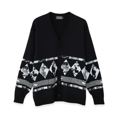 HYSTERIC GLAMOUR Destroy All Monsters Dam Argylle Cardigan "Black"