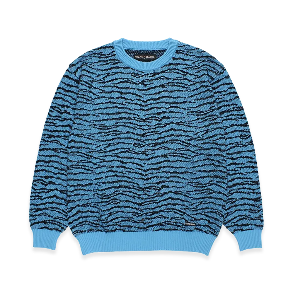 WACKO MARIA Tiger Jacquard Knit Sweater "Blue"
